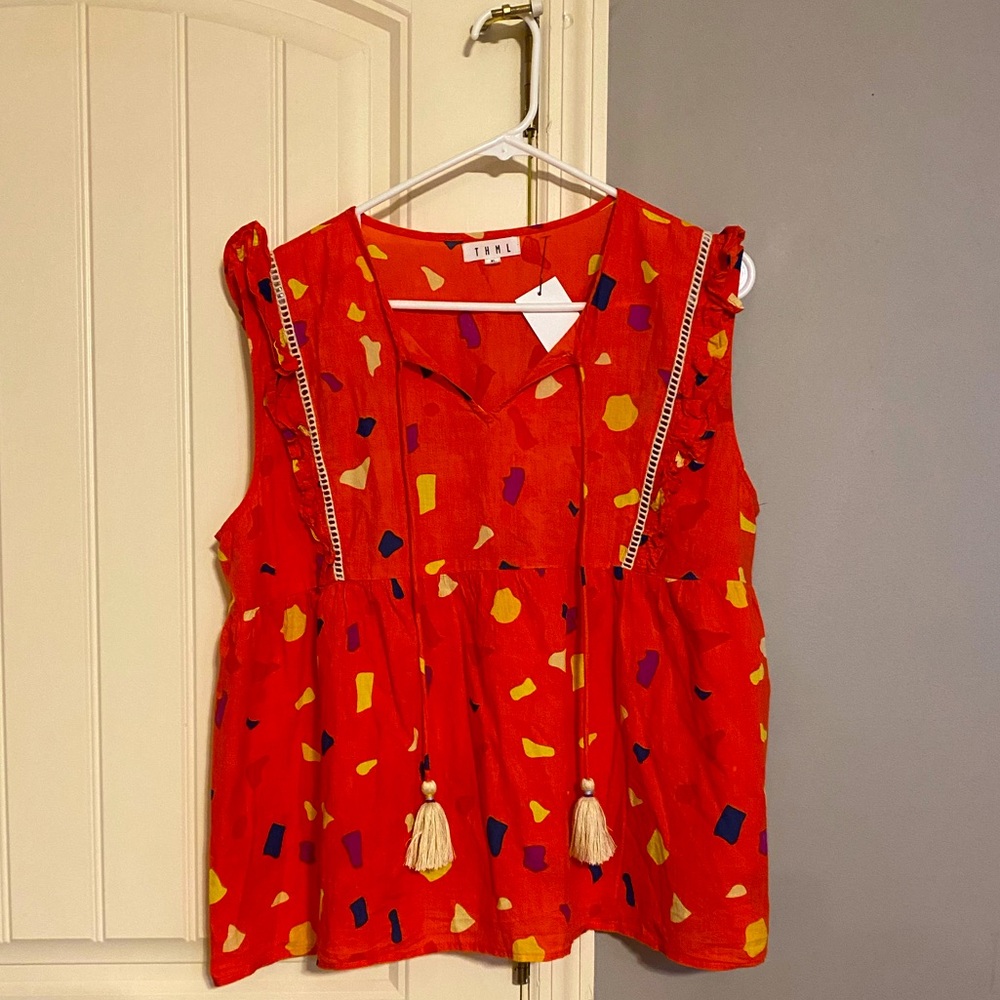 Sleeveless multi colored blouse